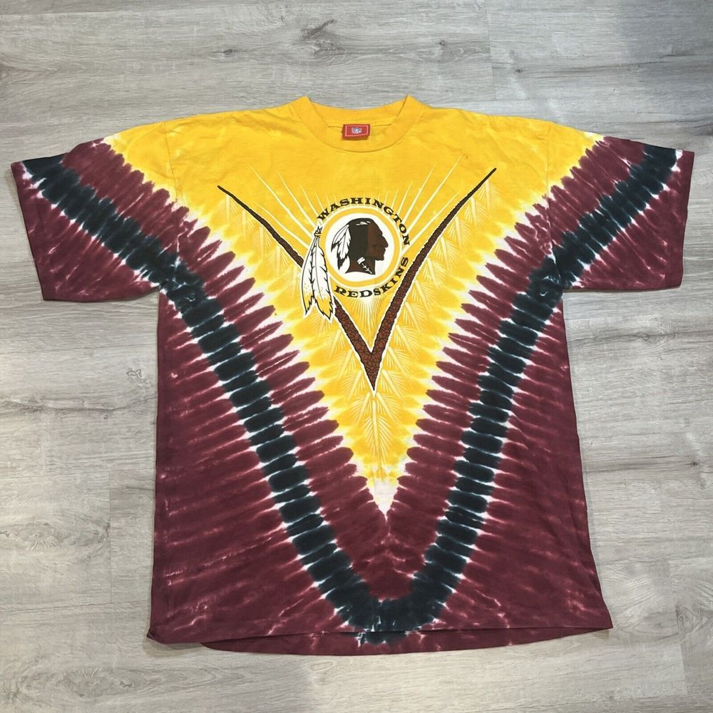 Washington Redskins Shirt‎ Mens XL Yellow Red Tie Dye Made In USA NFL Football